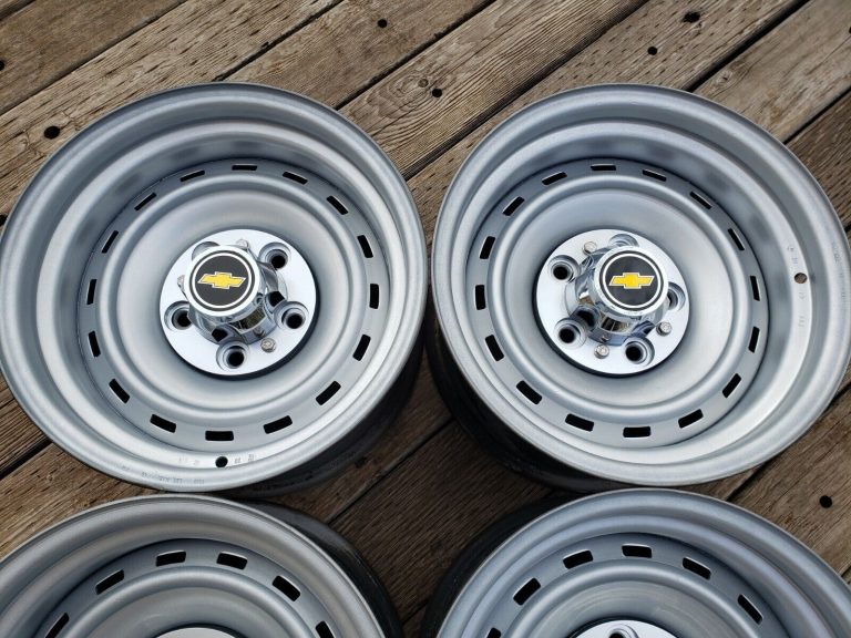 Set 4 15″ x8 Chevy Rally Rims Steel Wheels 5 lug C10 S