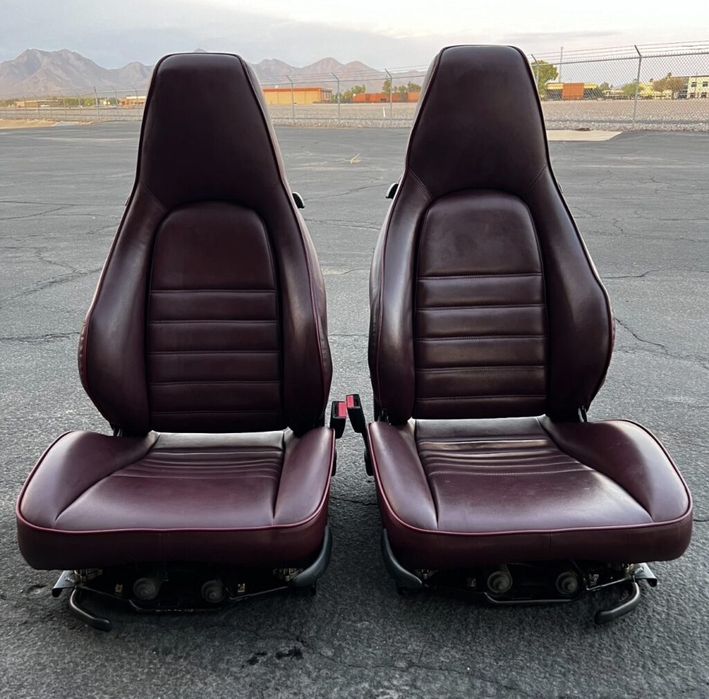 1985-1995 Porsche Sport Seats 911 928 944 930 968 OEM HEATED Burgundy Leather