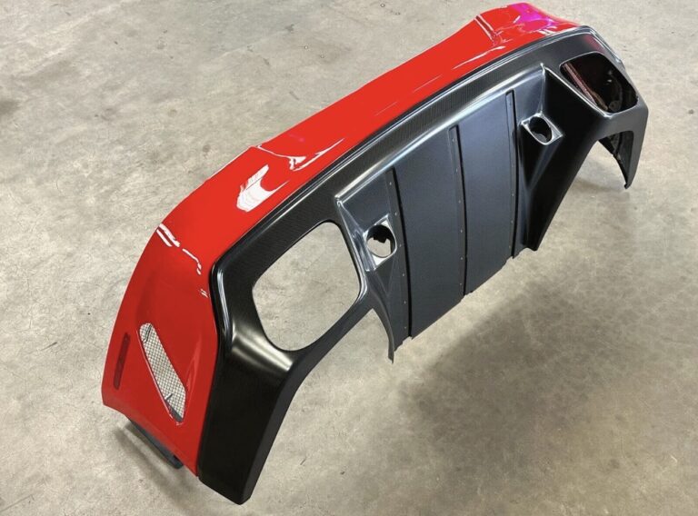 2011 FERRARI 599 GTO COMPLETE REAR BUMPER COVER W/CARBON DIFFUSER RED GRILL OEM