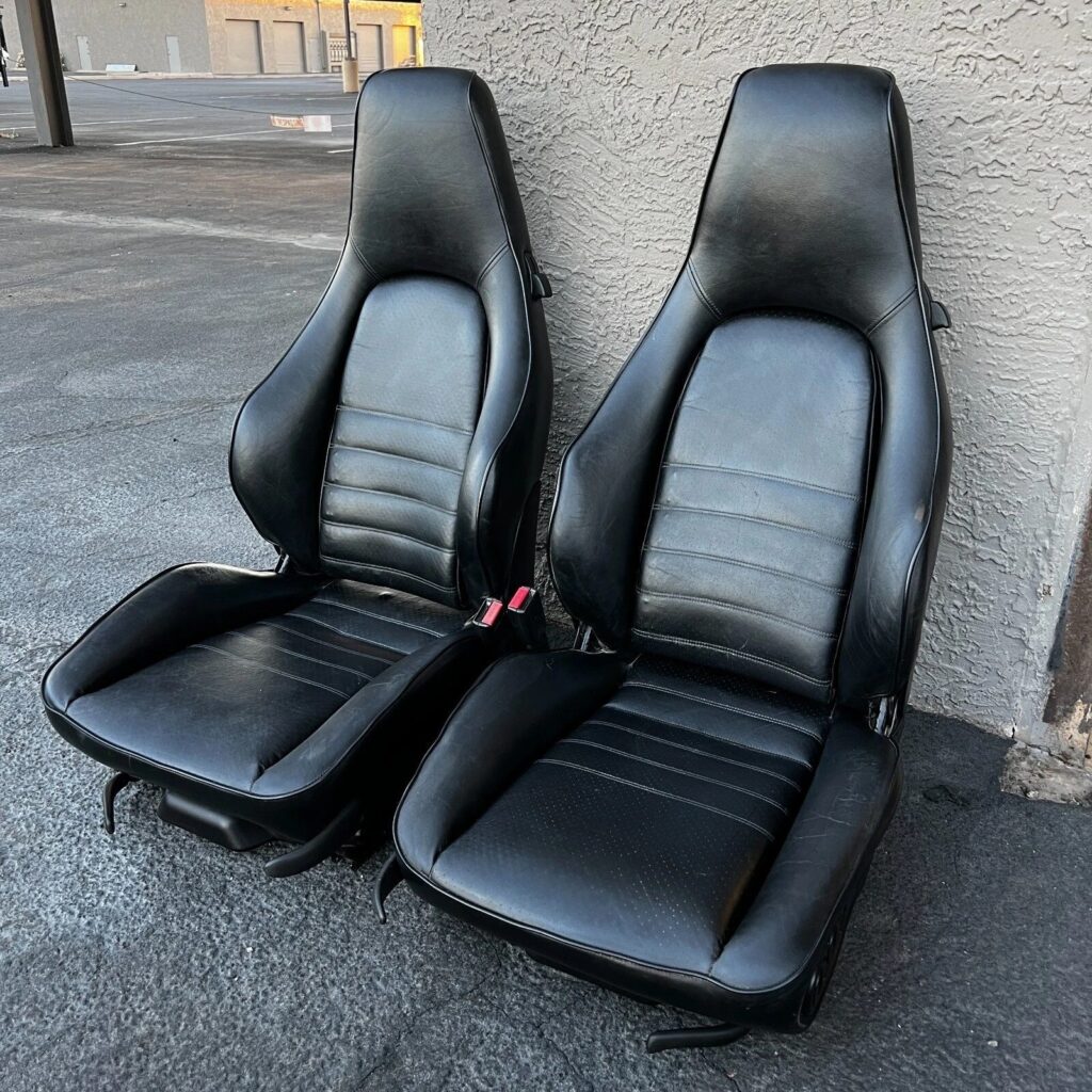 1985-1995 Porsche Sport Seats 911 928 944 930 968 OEM HEATED FULL Black Leather