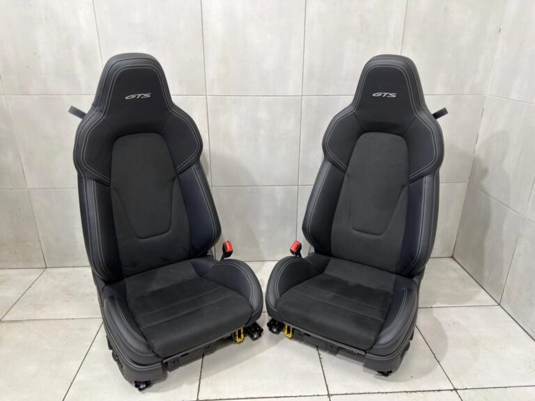PORSCHE 911 992 GTS GT3 18-WAY SPORT SEATS BLACK ALCANTARA LEATHER SET SILVER